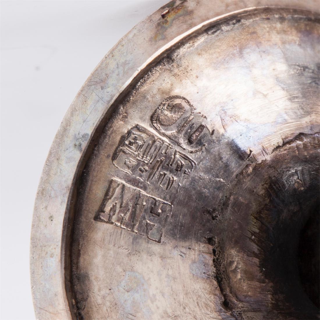 A pair of antique silver salt cellars with floral — image 6