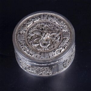 Antique dragon high relief decoration box with cover — image 2