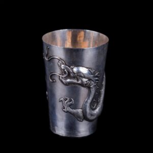 Antique silver Chinese beaker with a dragon — image 1