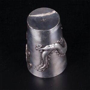 Antique silver Chinese beaker with a dragon — image 6