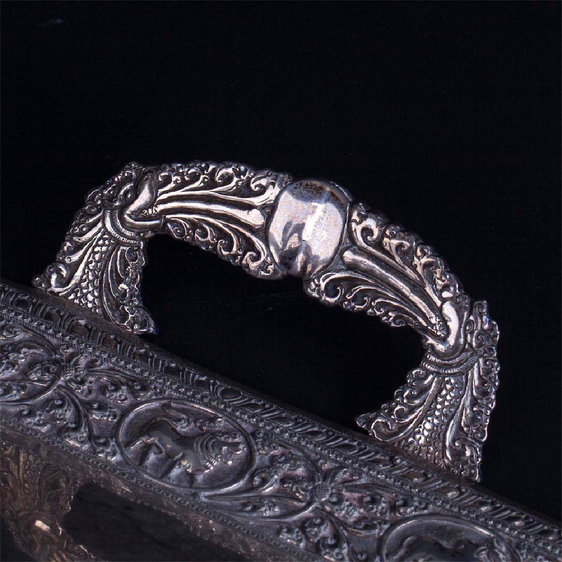 Antique Huge silver tray with the hands — image 2