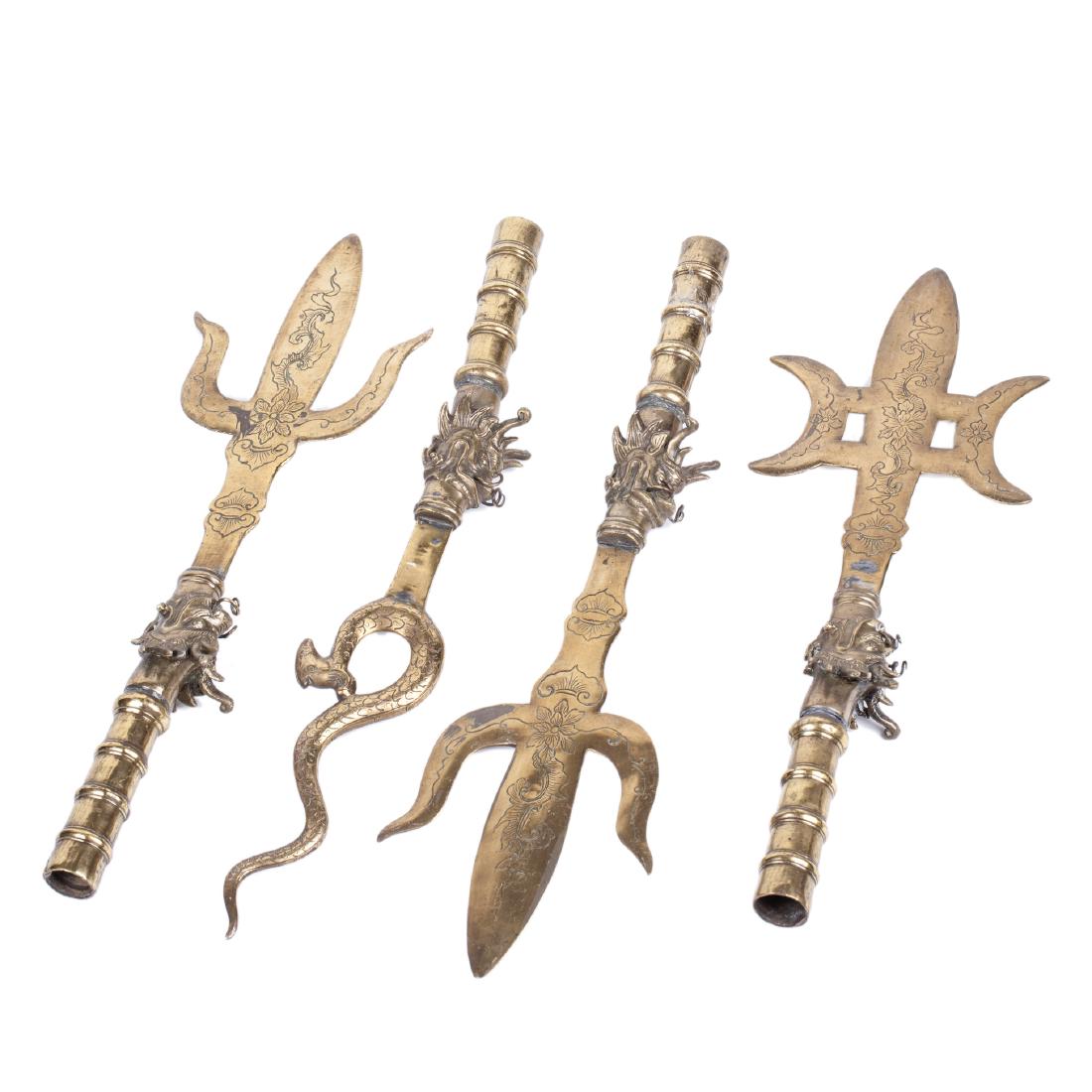 Four antique decorative Chinese spear heads — image 1