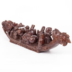 Chinese hard carved wood sculpture of 8 immortals in a — image 3
