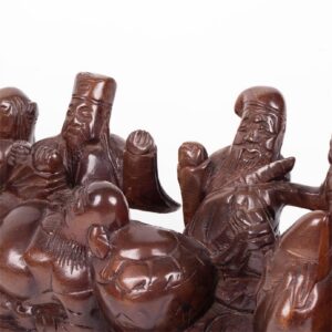 Chinese hard carved wood sculpture of 8 immortals in a — image 4