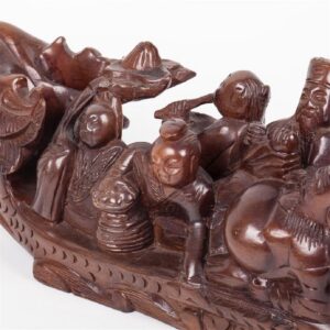 Chinese hard carved wood sculpture of 8 immortals in a — image 5