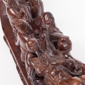 Chinese hard carved wood sculpture of 8 immortals in a — image 6