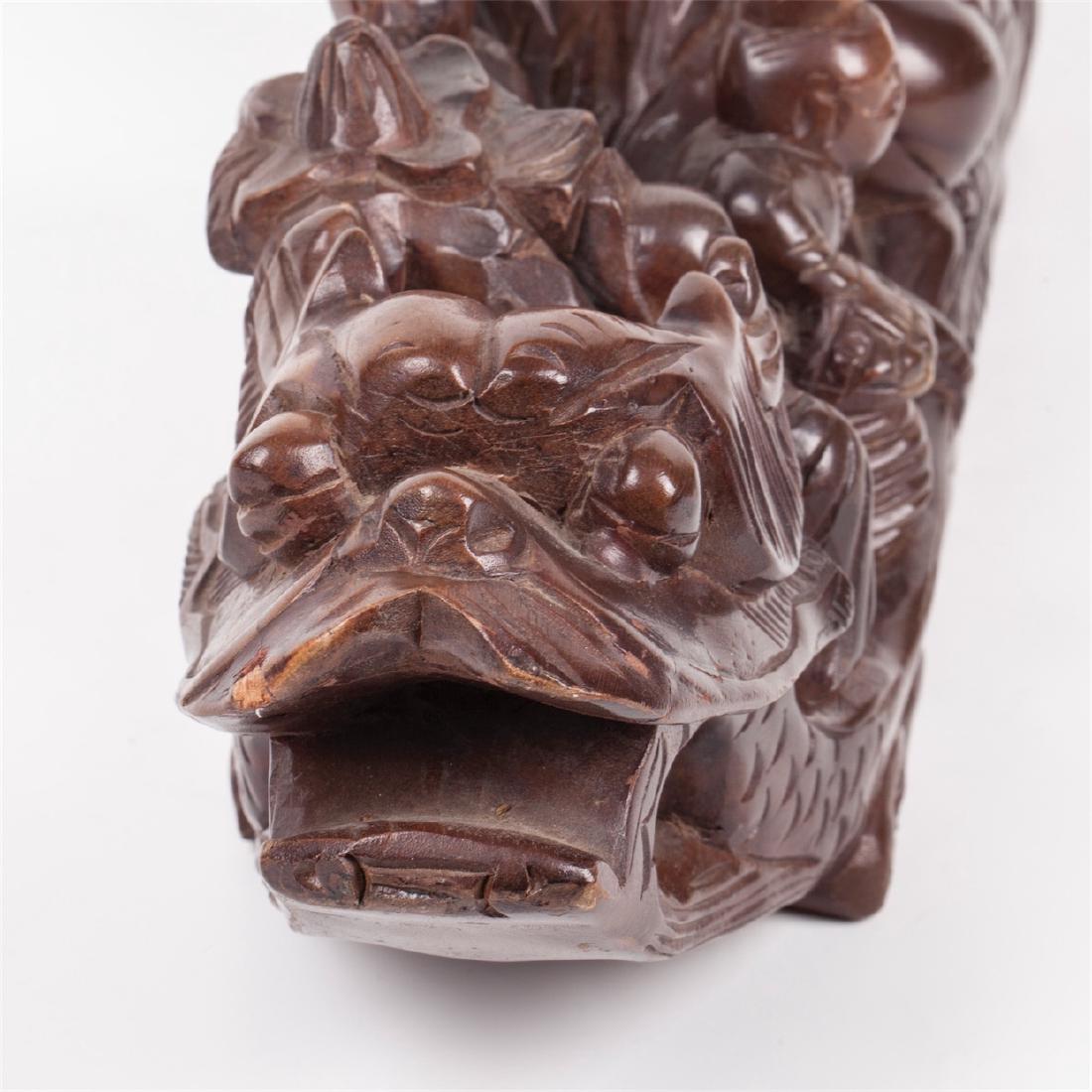 Chinese hard carved wood sculpture of 8 immortals in a — image 7
