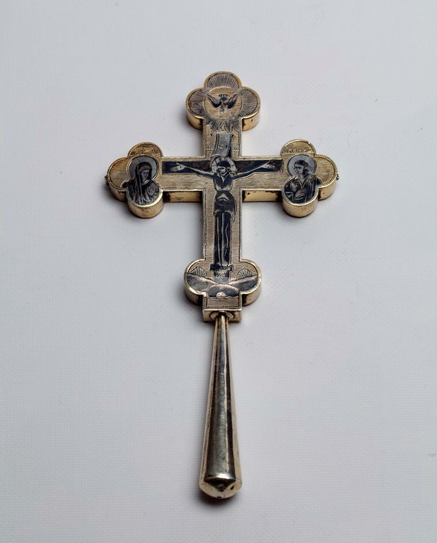 Russian silver and niello cross. — image 1
