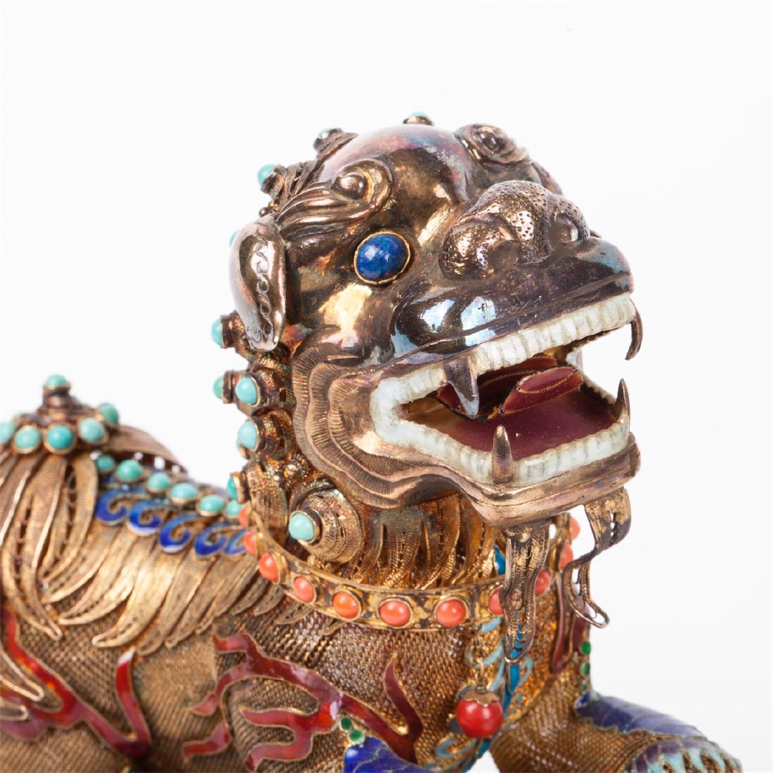 Chinese figures of Imperial guardian lions on wooden — image 2