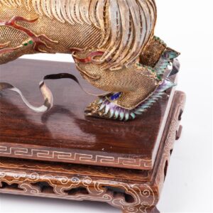 Chinese figures of Imperial guardian lions on wooden — image 5