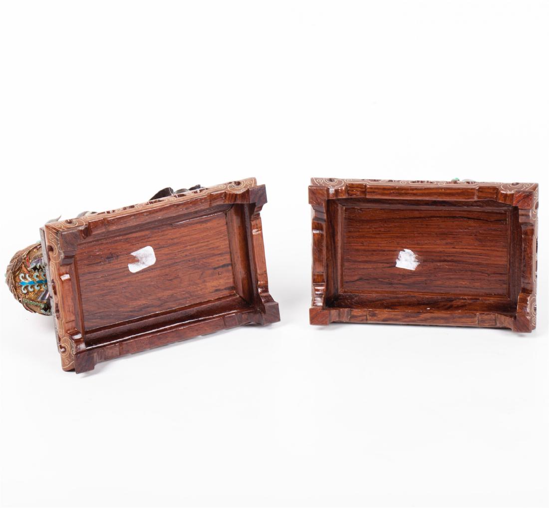 Chinese figures of Imperial guardian lions on wooden — image 7