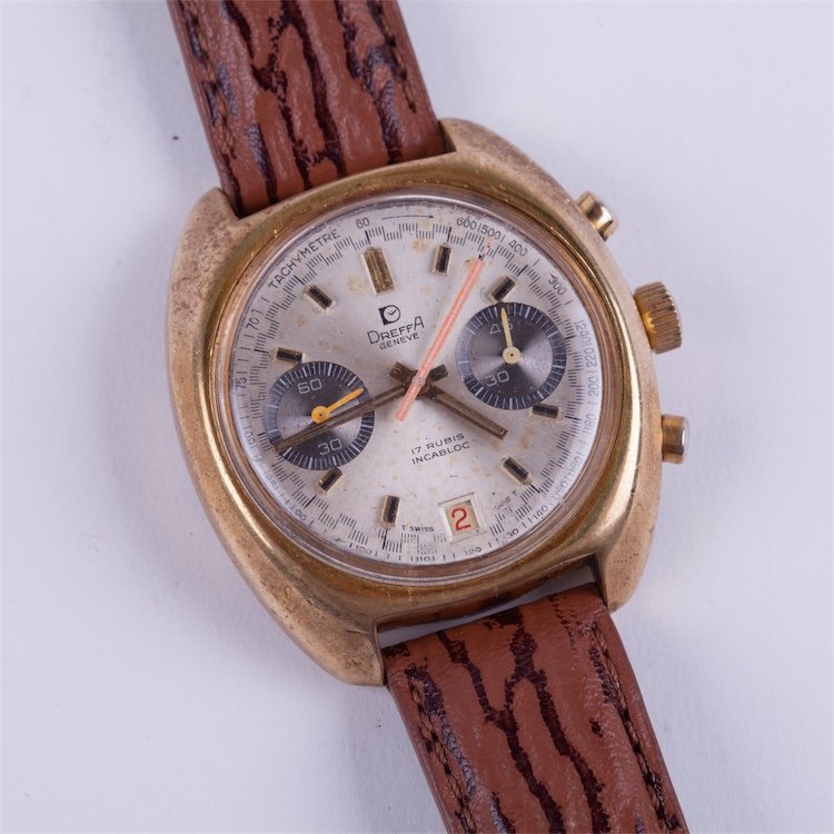 Dreffa Rectangular calender chronograph wristwatch. — image 1