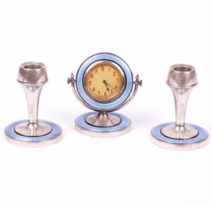 English cabinet desk clock with the candlestick. — image 1