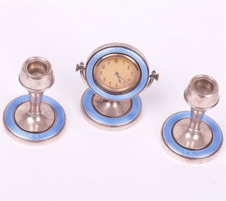English cabinet desk clock with the candlestick. — image 2