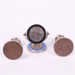 English cabinet desk clock with the candlestick. — image 5