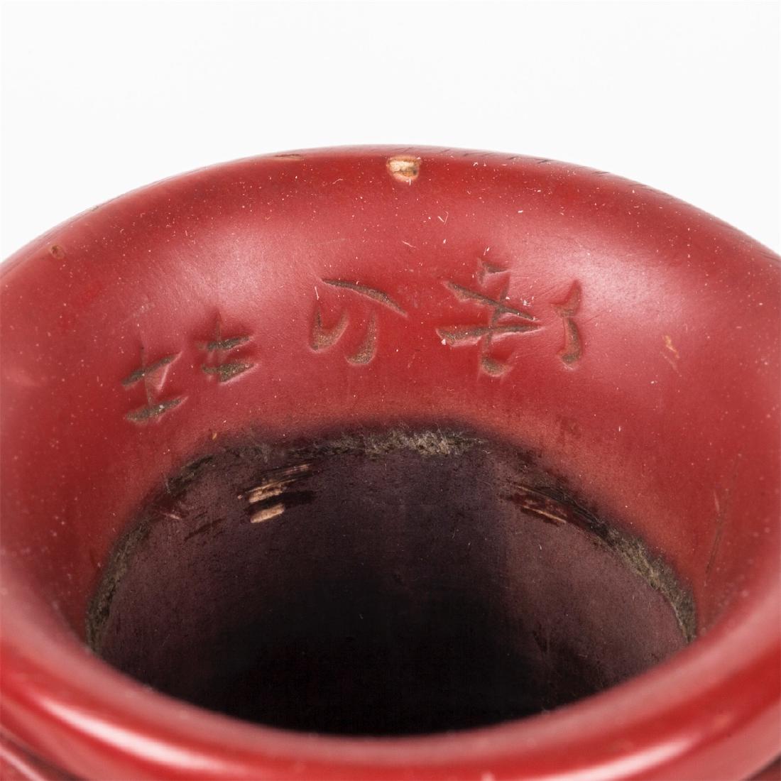 A pair of antique Chinese carved cinnabar lacquer vases — image 5