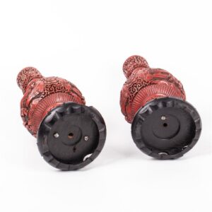 A pair of antique Chinese carved cinnabar lacquer vases — image 7