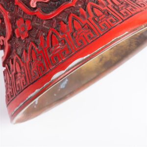 Chinese red lacquer vase with figures and landscape — image 8