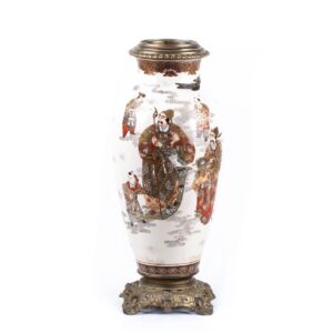 Antique Japanese painted porcelain vase with bronze — image 1