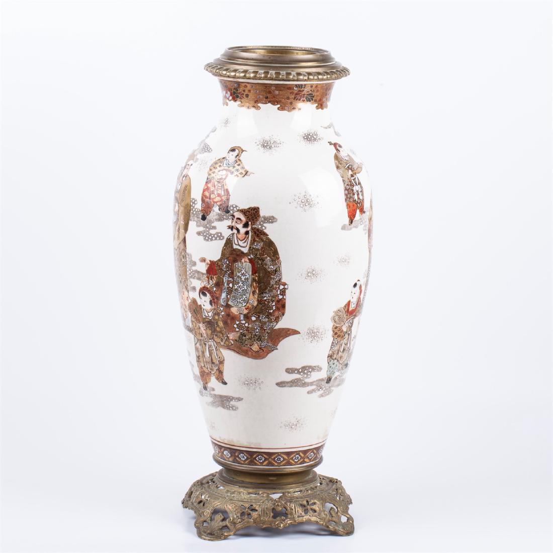 Antique Japanese painted porcelain vase with bronze — image 2