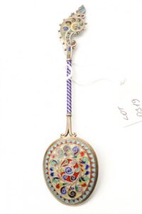 Russian silver plique-a-jour spoon. — image 2