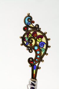 Russian silver plique-a-jour spoon. — image 4