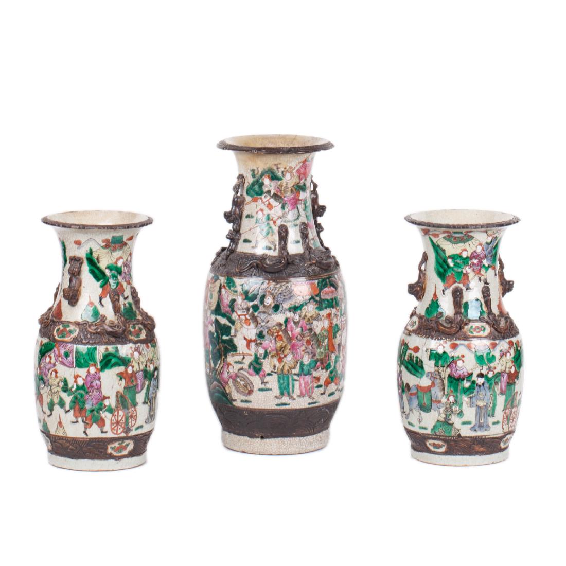 Three Chinese painted and glazed faience vases — image 1
