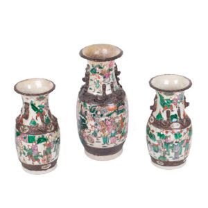 Three Chinese painted and glazed faience vases — image 2