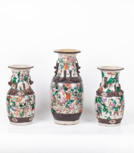 Three Chinese painted and glazed faience vases — image 5