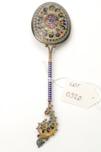 Russian silver plique-a-jour spoon. — image 2