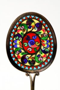 Russian silver plique-a-jour spoon. — image 4