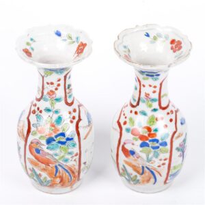 A pair of vintage Chinese hand painted porcelain vases — image 2
