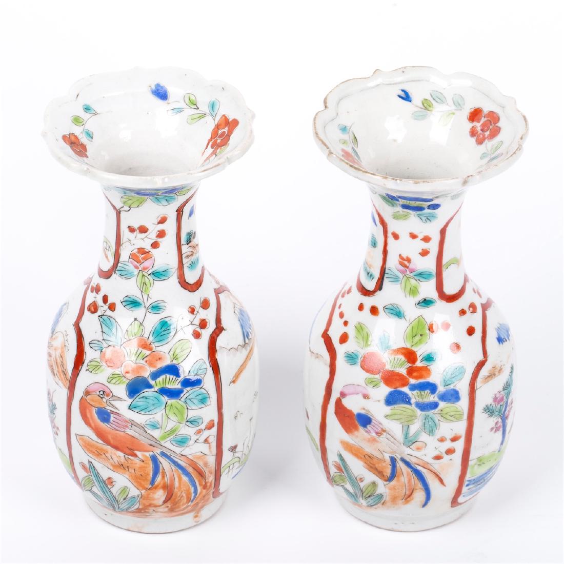 A pair of vintage Chinese hand painted porcelain vases — image 2