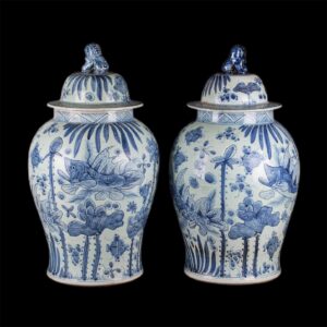 A pair of antique Foo Dog Chinese temple jars — image 5
