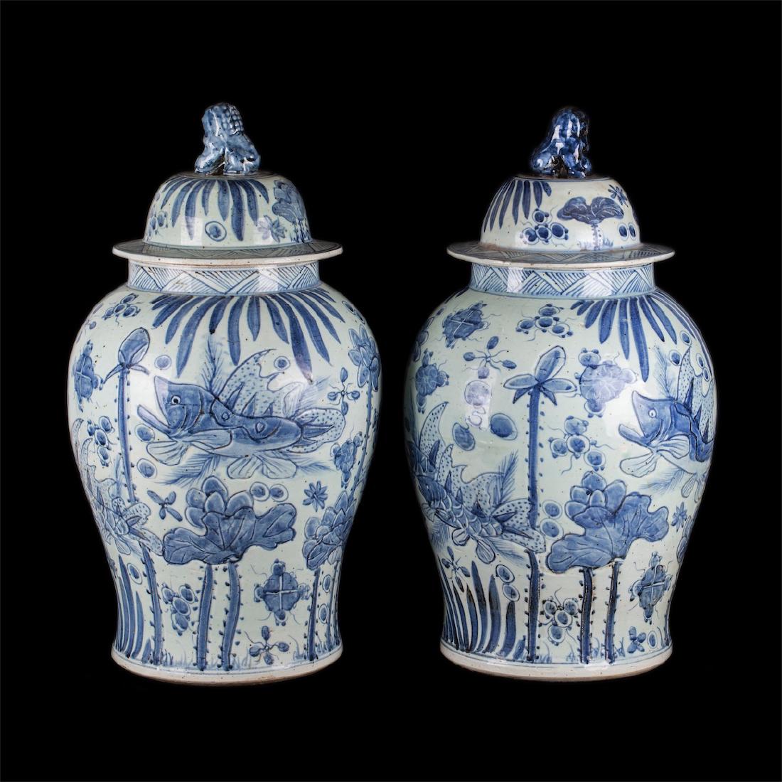 A pair of antique Foo Dog Chinese temple jars — image 5