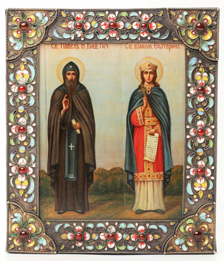 Russian icon with silver and enamel riza. — image 1