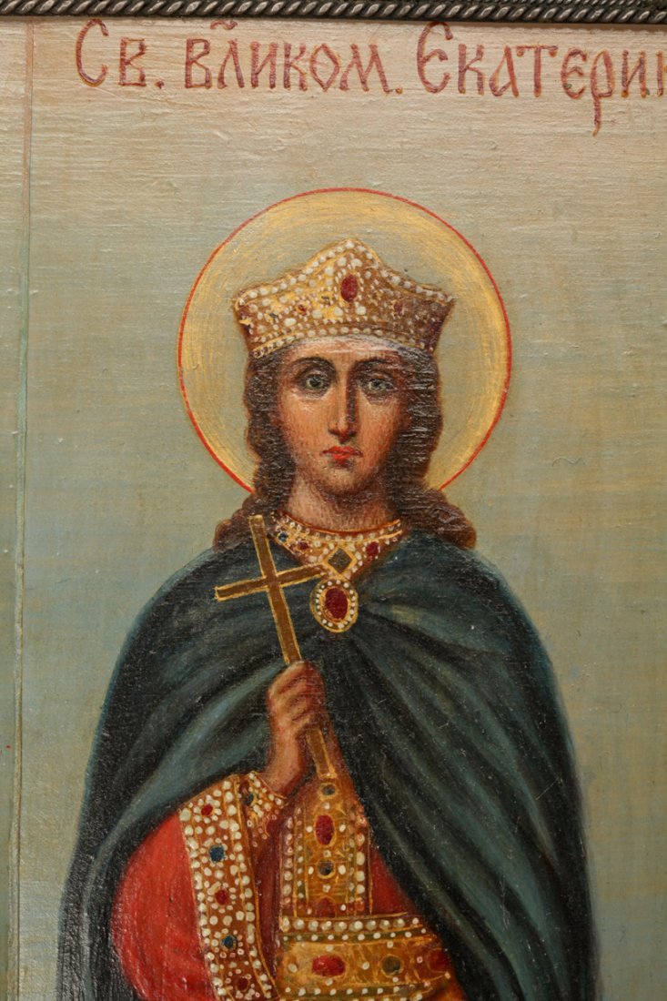 Russian icon with silver and enamel riza. — image 3