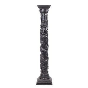 Massive Chinese carved black wood dragon pillar — image 3
