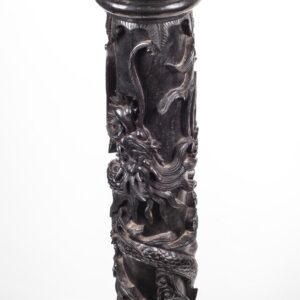 Massive Chinese carved black wood dragon pillar — image 4