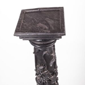 Massive Chinese carved black wood dragon pillar — image 5