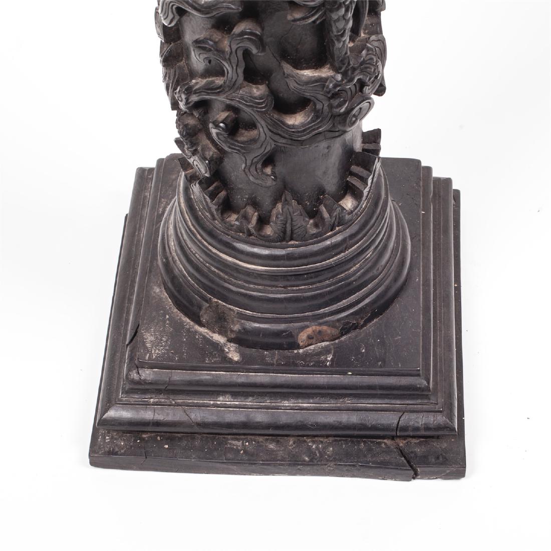 Massive Chinese carved black wood dragon pillar — image 6