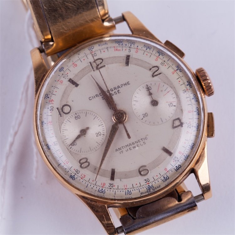 Gold 18k "Chronographe Suisse" chronograph wristwatch. — image 3