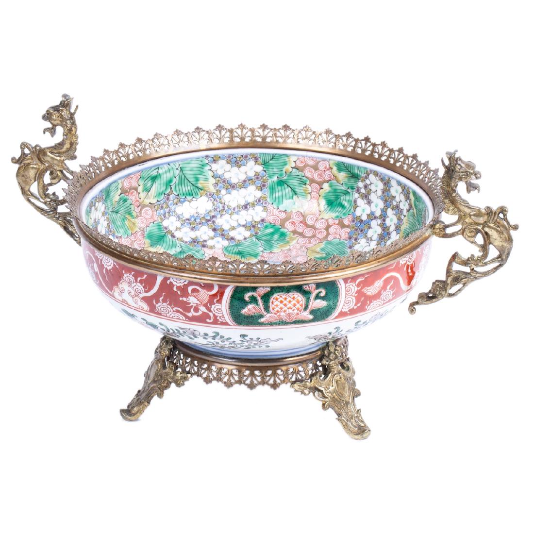 Antique Chinese fruit bowl on legs — image 1