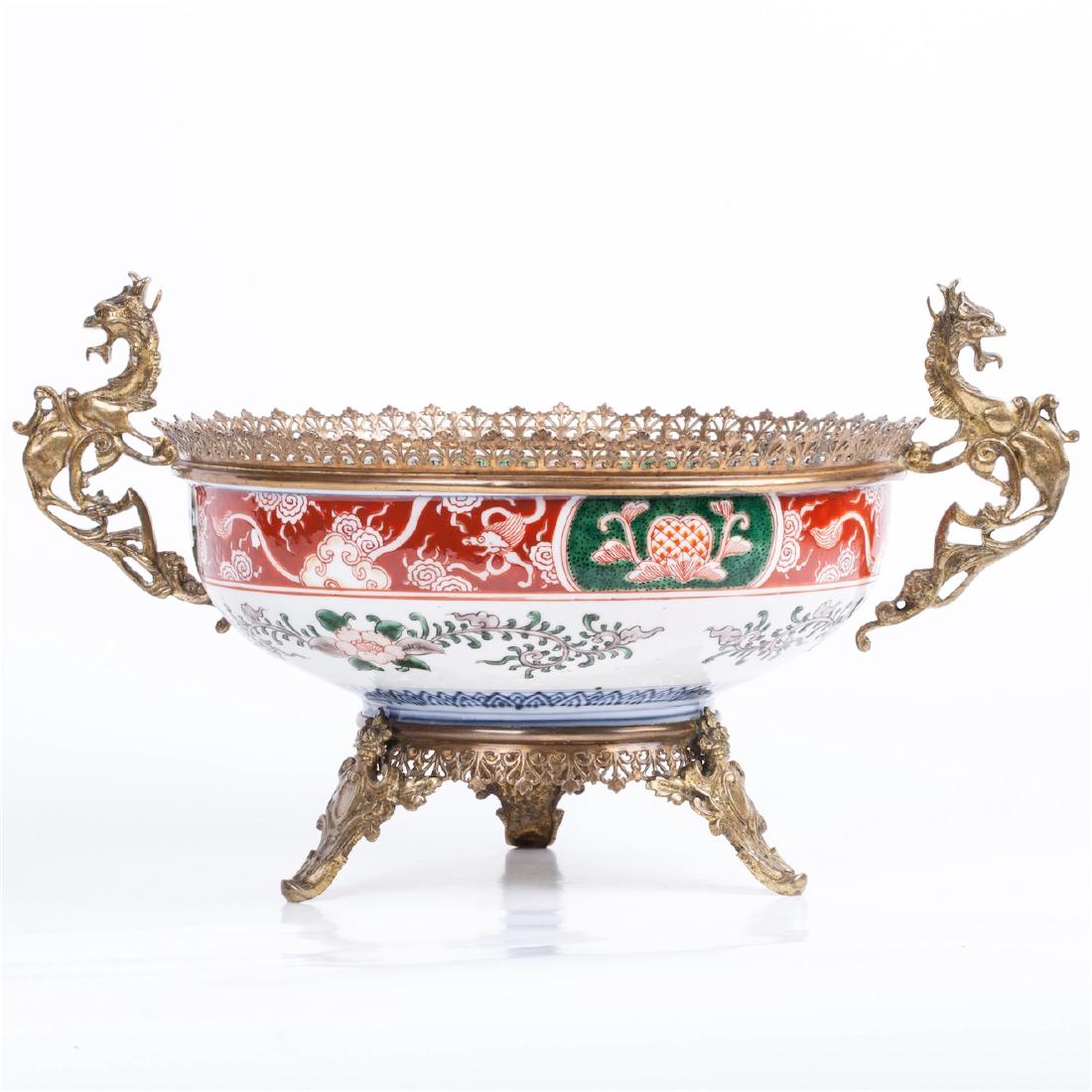 Antique Chinese fruit bowl on legs — image 3