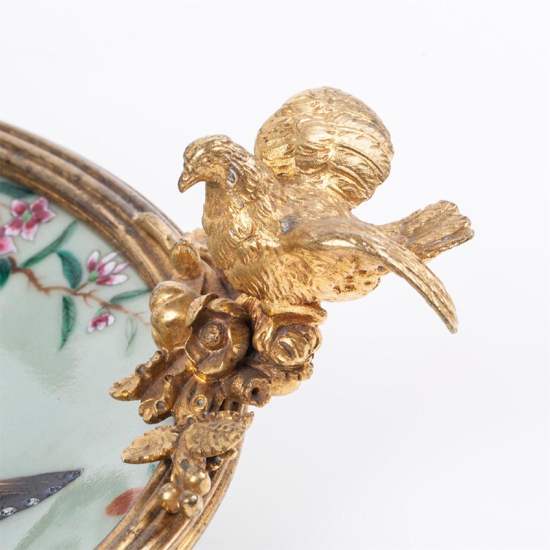 Antique Chinese painted porcelain and brass dish with — image 2