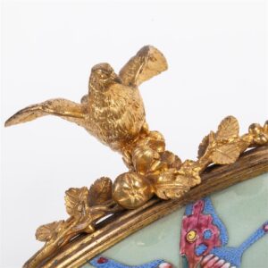 Antique Chinese painted porcelain and brass dish with — image 3