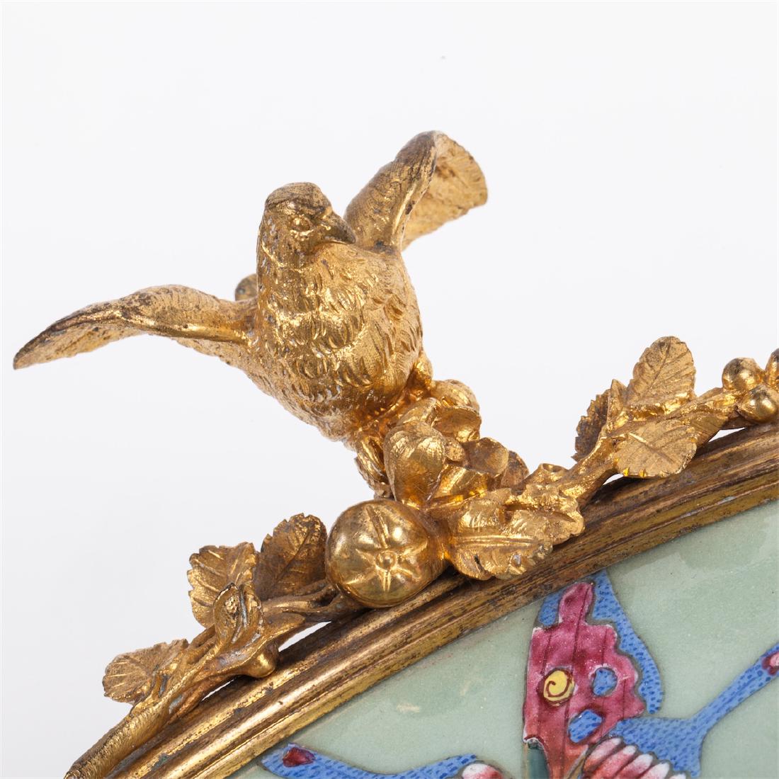 Antique Chinese painted porcelain and brass dish with — image 3