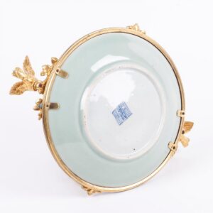 Antique Chinese painted porcelain and brass dish with — image 5