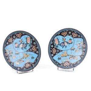 A pair of Japanese Meiji Period cloisonne enamel dishes — image 1