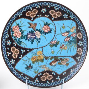 A pair of Japanese Meiji Period cloisonne enamel dishes — image 2
